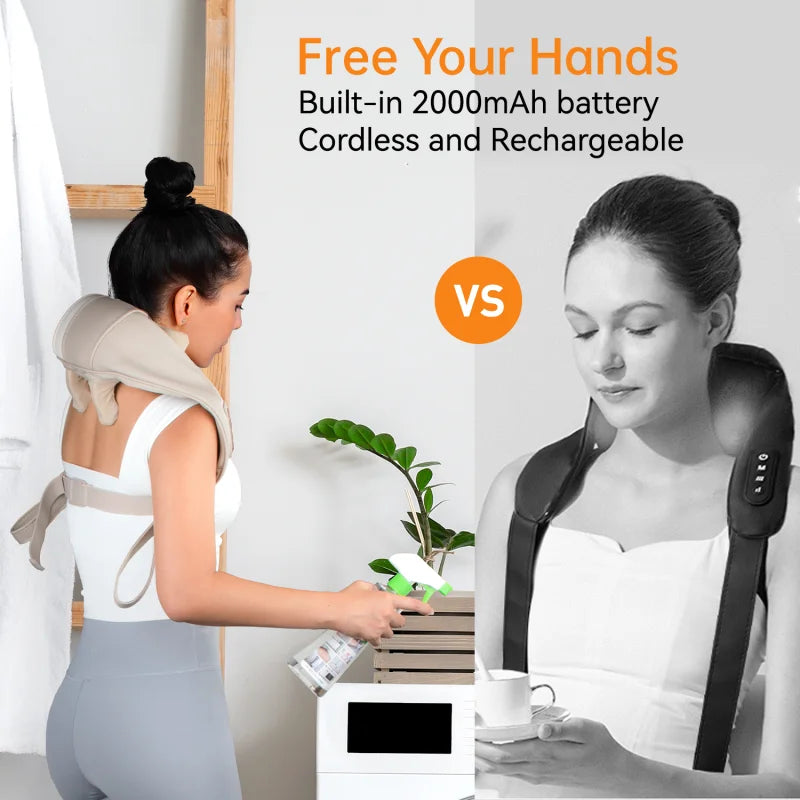 Heating Massage Pillow Neck And Shoulder Massager with Kneading Function for Back Legs Waist Cervical Neck Massager - Quinzey