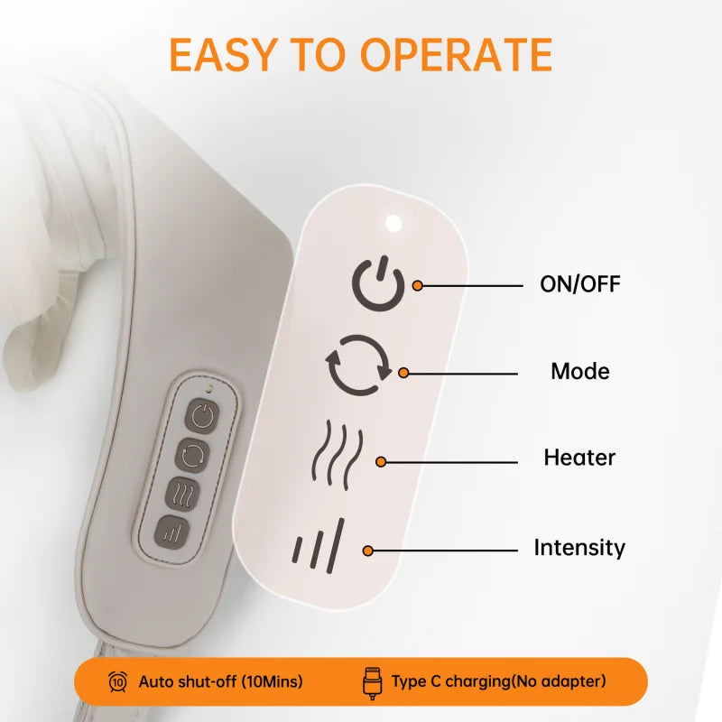 Heating Massage Pillow Neck And Shoulder Massager with Kneading Function for Back Legs Waist Cervical Neck Massager - Quinzey