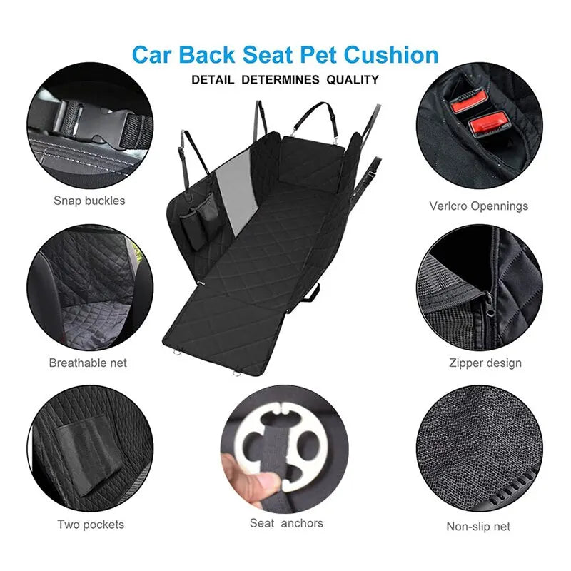 143×153 CM Double Zipper Car Pet Seat Waterproof Dirt Resistant Multiple Models Solid Color Rear Seats Cushion - Quinzey