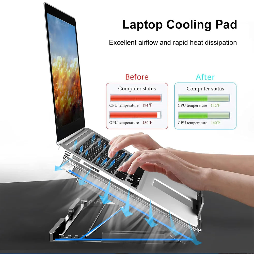 Adjustable Silent Laptop Cooler Stand for 12-17 Inch Notebook Large Size USB Wind Speed Control - Quinzey