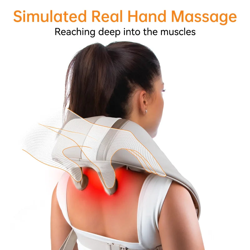 Heating Massage Pillow Neck And Shoulder Massager with Kneading Function for Back Legs Waist Cervical Neck Massager - Quinzey