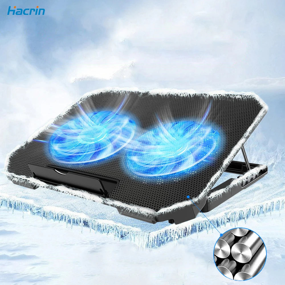 Adjustable Silent Laptop Cooler Stand for 12-17 Inch Notebook Large Size USB Wind Speed Control - Quinzey