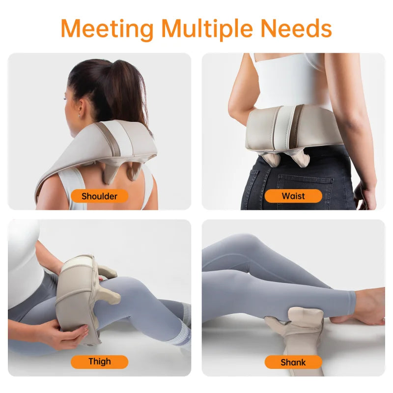 Heating Massage Pillow Neck And Shoulder Massager with Kneading Function for Back Legs Waist Cervical Neck Massager - Quinzey