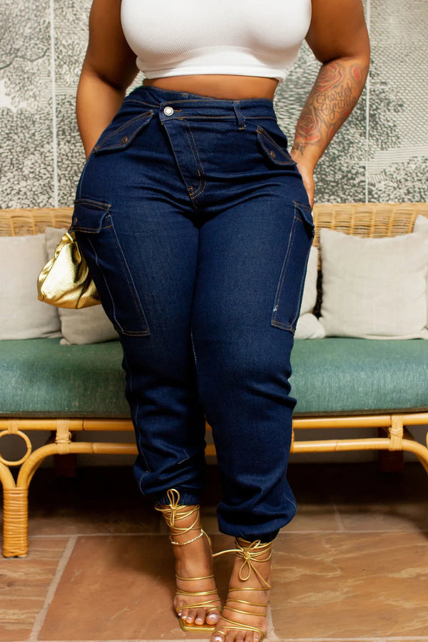 Cozy Blue High-Waist Jeans
