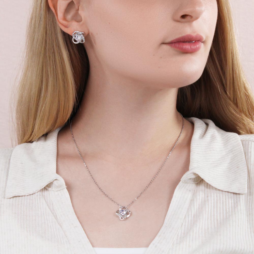 Love Knot Necklace & Earrings for her - Quinzey