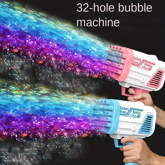 🚀 32-Hole Rocket Boom Bubble Gun
